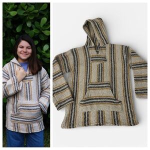 Earth Ragz Kids Baja Hoodie Hippie Rug Mustard Yellow Grunge XL 14-16 Southwest